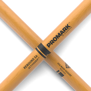 Promark R5AAGC Rebound 5A ActiveGrip Clear Drumstick, Wood Tip