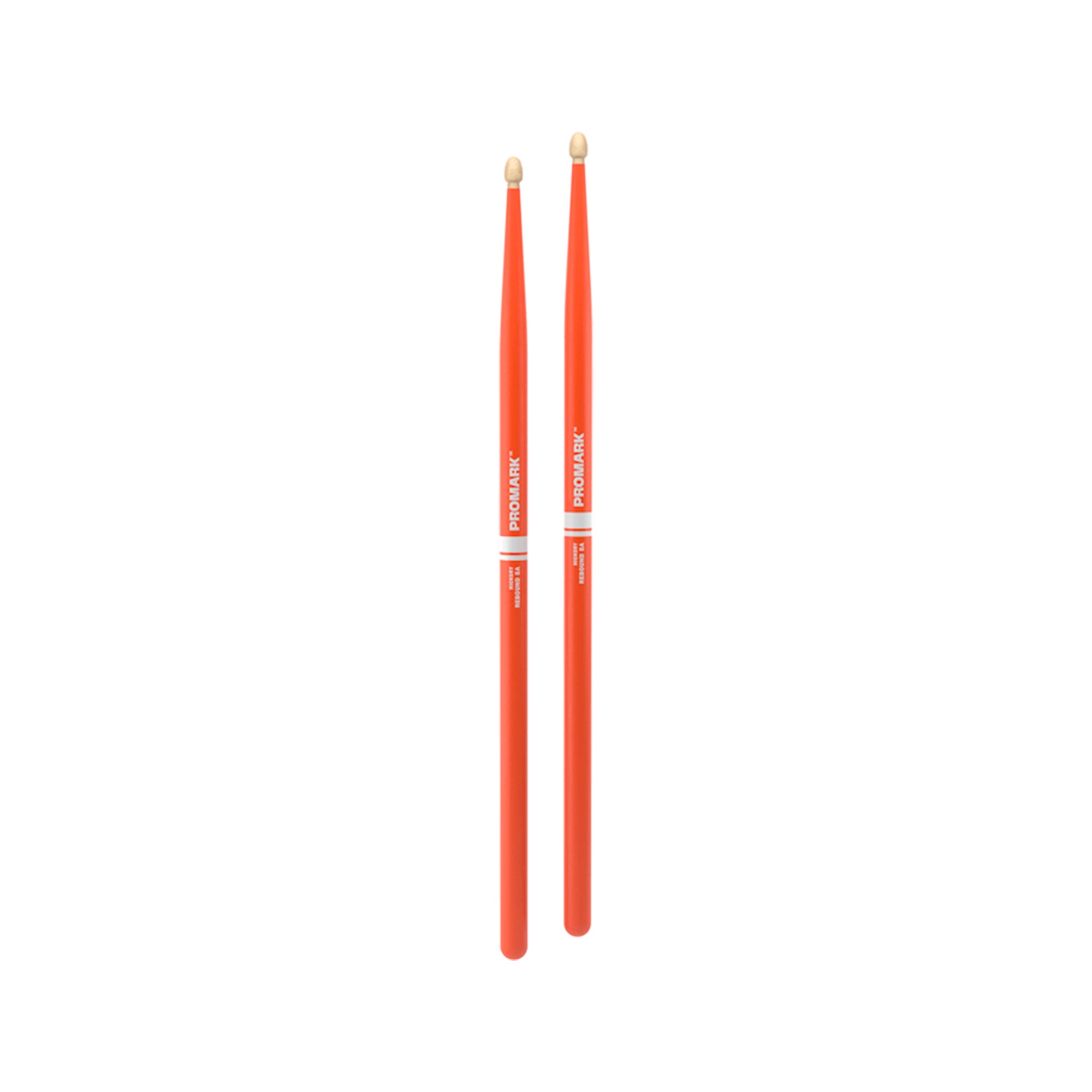 Promark RBH565AW-ORANGE Rebound 5A .565 Hickory Acorn Wood Tip Drumstick, Orange