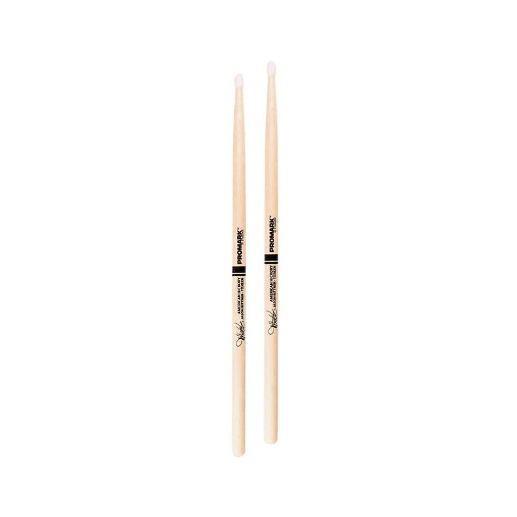 Promark TX5BXN Hickory 5Bx Jason Bittner Drumsticks, Nylon Tip