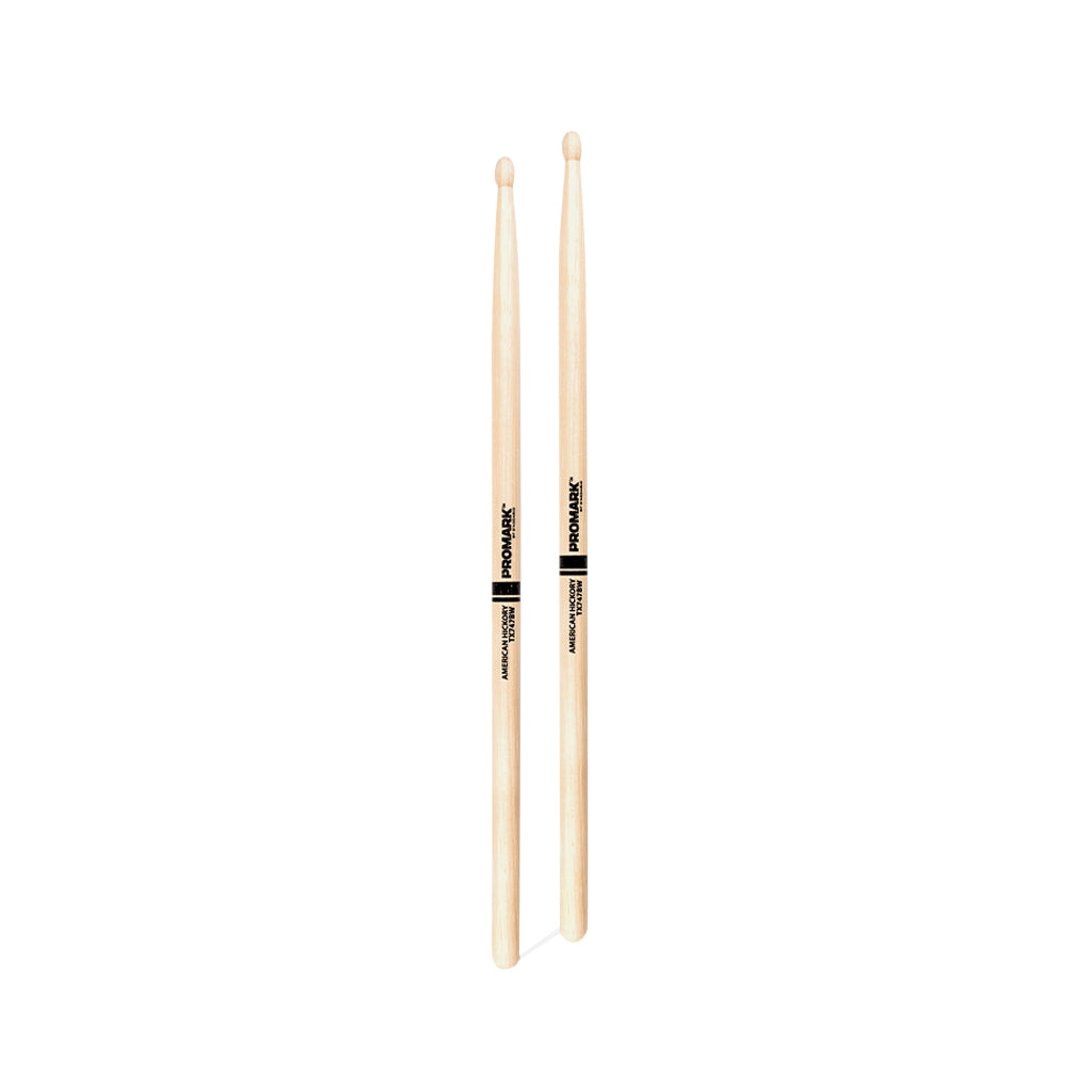 Promark TX747BW Hickory 747B Super Rock Drumsticks, Wood Tip