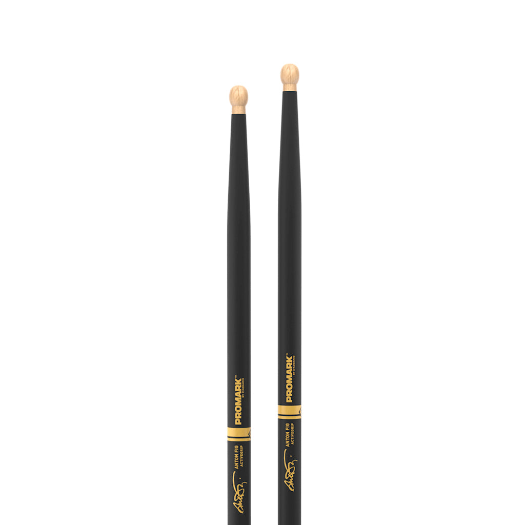 Promark TXAFW-AG Hickory Anton Fig ActiveGrip Drumsticks, Wood Tip