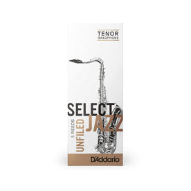 Rico Select Jazz Unfiled Tenor Saxophone Reeds, Strength 3 Medium, Box Of 5