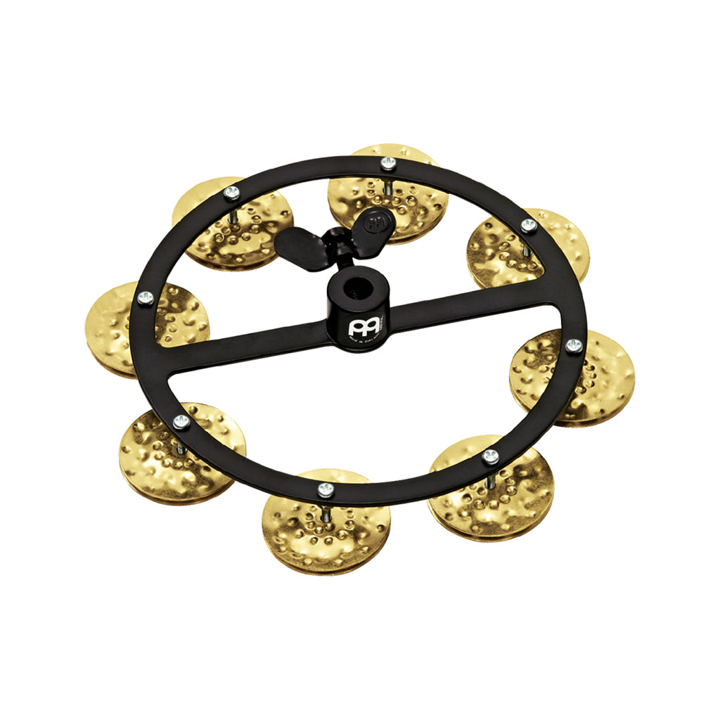 MEINL Percussion HTHH1B-BK Headliner Series Hihat Tambourines, 1 Row, Hammered Brass Jingles