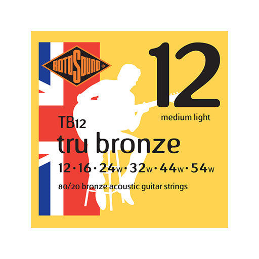 Rotosound TB12 Tru 80/20 Bronze Acoustic Guitar Strings Set, Medium Light, 12-54