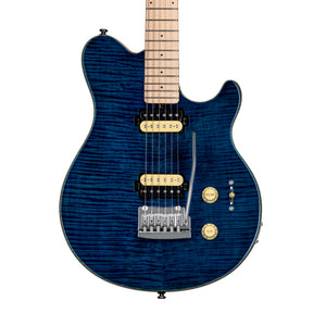 Sterling by Music Man AX3FM Axis Flame Maple Electric Guitar, Maple FB, Neptune Blue (AX3FM-NBL-M1)