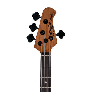 Sterling by Music Man Ray34 HH Poplar Burl Top Bass Guitar, Amber