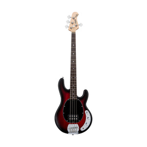 Sterling S.U.B Series RAY4 4-String Electric Bass Guitar, RW FB, Red Ruby Burst Satin (RAY4-RRBS-R1)