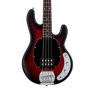 Sterling S.U.B Series RAY4 4-String Electric Bass Guitar, RW FB, Red Ruby Burst Satin (RAY4-RRBS-R1)