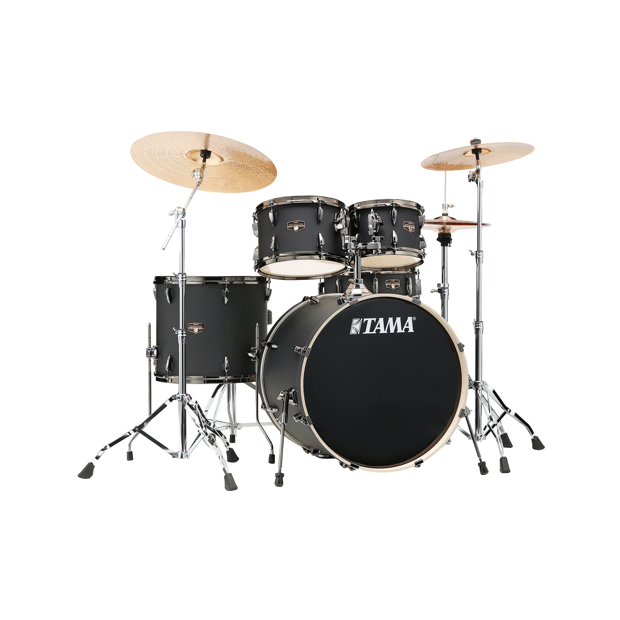 TAMA IP52H6WBN-BOB Imperialstar Drum 5-Piece Drum Kit w/Black Hardware, Blacked Out Black