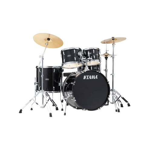 TAMA ST52H6C-BNS Stagestar 5-Piece Drum Kit w/ Hardware+Throne+Cymbals, Black Night Sparkle
