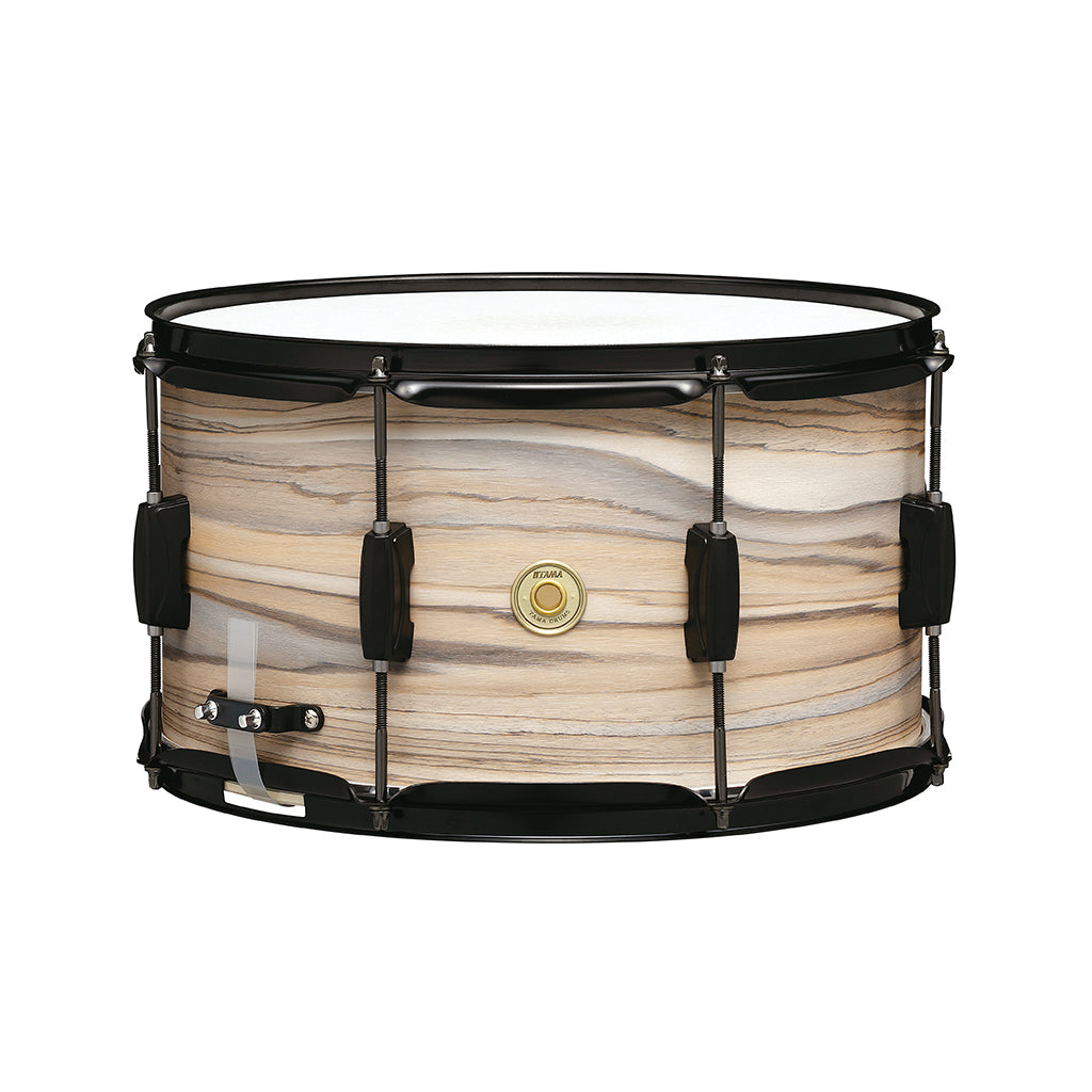 TAMA WP148BK-NZW 14x8inch Woodworks Snare Drum, Natural Zebrawood Wrap