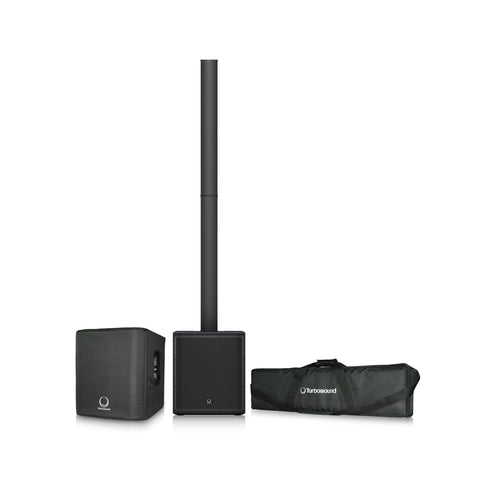 Turbosound iP2000 BUNDLE - 1,000 Watt Powered Column Loudspeaker with a 12" Subwoofer, Transport Bag