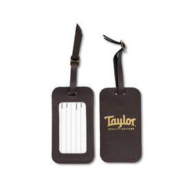 Taylor Leather Luggage Tag, Chocolate Brown w/Gold Logo
